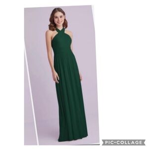 NEW DAVIDS BRIDAL JUNIPER CHIFFON MESH CRISSCROSS HIGH NECK FORMAL DRESS